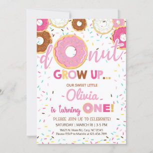 Invitación Invitamos a los donuts rosados a chica de cumpleañ