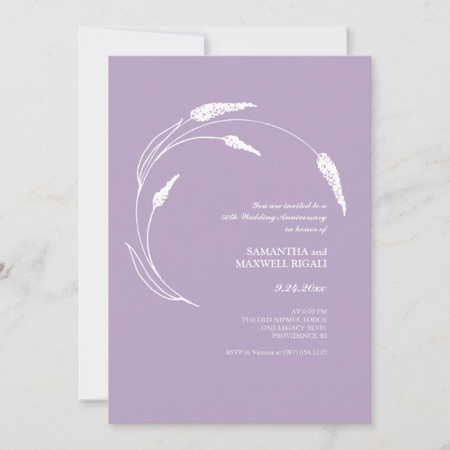 Invitación Invitan a 50 años Boda de Lavanda Moderna (Anverso)