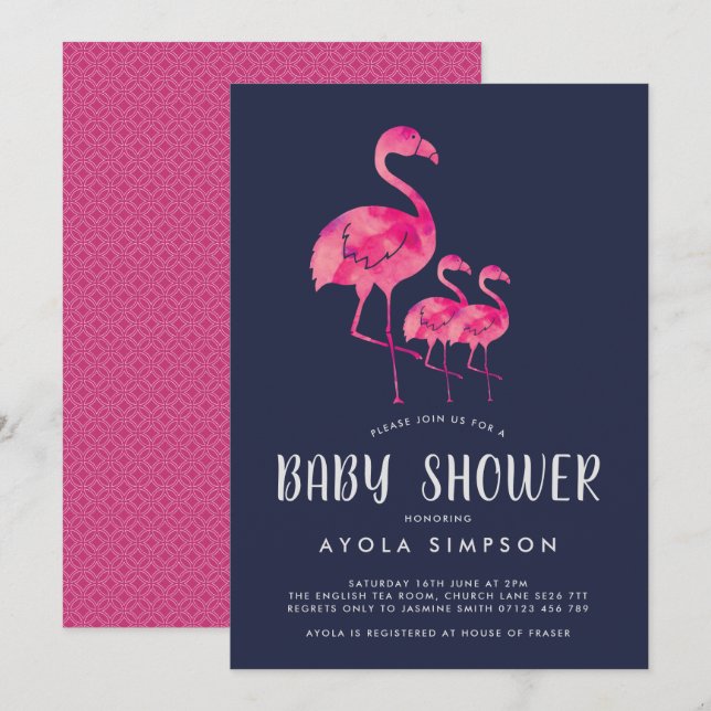 Invitación Invitan a Baby Shower a mellizos de la Marina y lo (Anverso / Reverso)