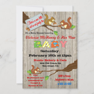 Invitación Invitan a Baby Shower a una ardilla de bosque ruso