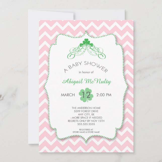 Invitación Invitan a Baby Shower, Chica de San Patricio (Anverso)