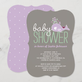 Invitación Invitan a Baby Shower Chicas gemelos lilac embaraz