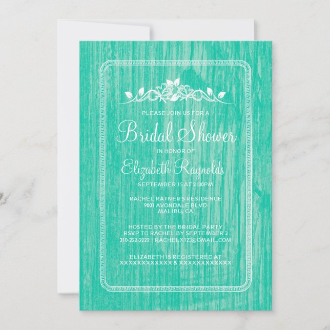 Invitación Invitan a bañador de nuez de madera turquesa vinta (Anverso)