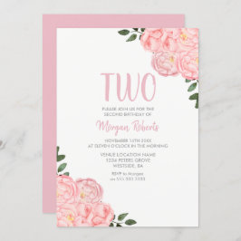 Invitación Invitan a Chicas de rosa rosado segundo cumpleaños