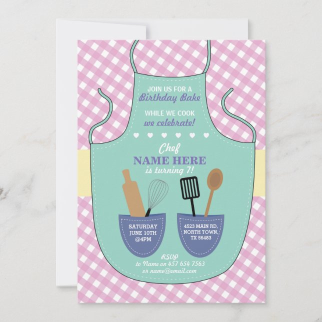 Invitación Invitan a Chicas del partido de cumpleaños Apron (Anverso)