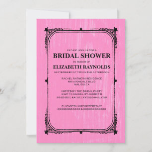 Invitación Invitan a ducha de novia color negro rosado en el 