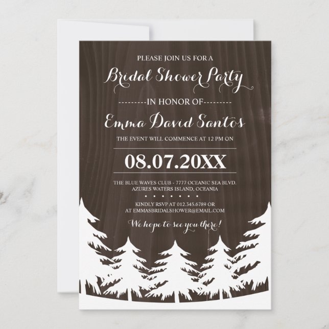 Invitación Invitan a ducha de novia forestal (Anverso)