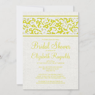 Invitación Invitan a ducha de novia rubia amarilla Burlap Lin
