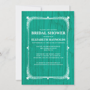 Invitación Invitan a ducha de novia turquesa de madera de pin
