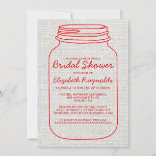 Invitación Invitan a ducha nupcial de burlap Mason jar ruso r