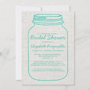 Invitación Invitan a ducha nupcial rusa turquesa Mason Jar