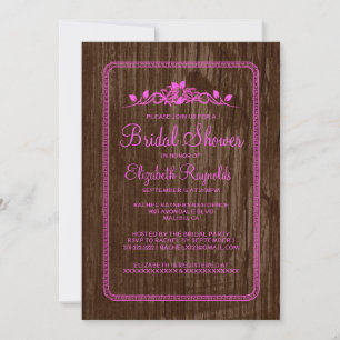 Invitación Invitan a duchas de novias de madera de pino marró