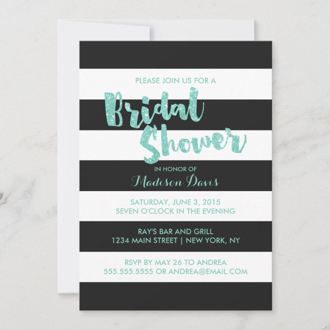 Invitación Invitan a duchas de novias glamorosas de Purpurina (Anverso)