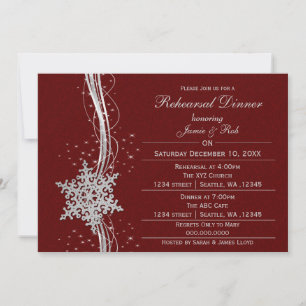 Invitación Invitan a ensayo de Boda de copo de nieve de plata