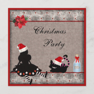 Invitación Invitan a Fiesta a gato de Alice y Cheshire