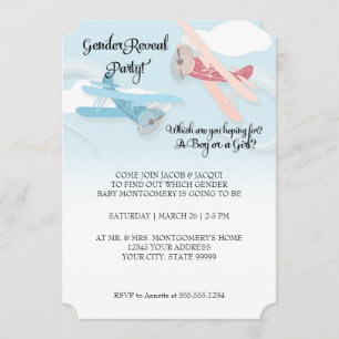 Invitación Invitan a Fiesta a revelar sexo de bebé de avión b