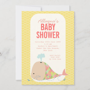 Invitación Invitan a Fiesta de Baby Shower a la ballena blanc
