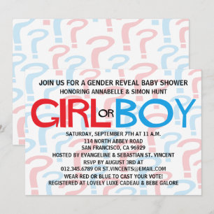 Invitación Invitan a Fiesta de Baby Shower a revelar género r