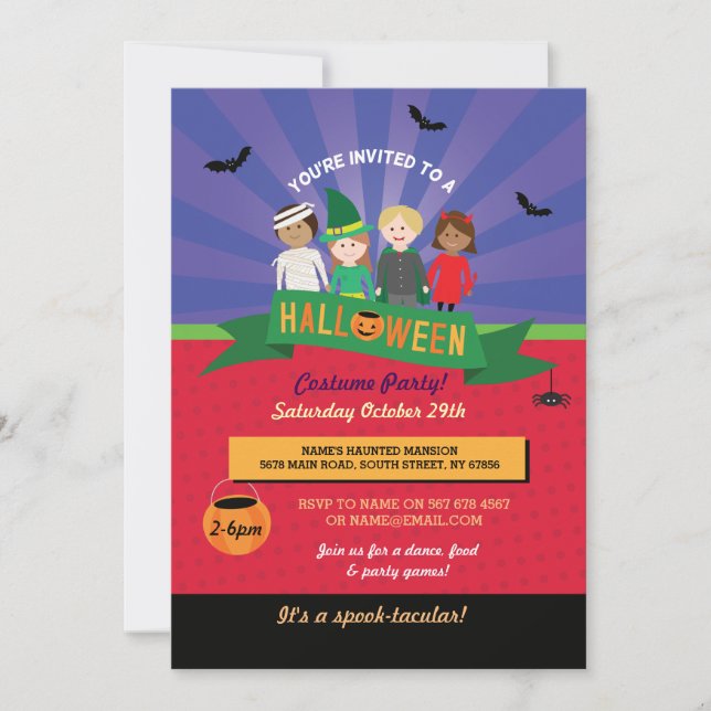 Invitación Invitan a Fiesta de calabaza de disfraces infantil (Anverso)