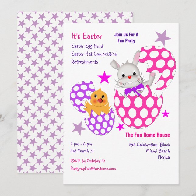 Invitación Invitan a Fiesta de caza divertida de huevos en Pa (Anverso / Reverso)