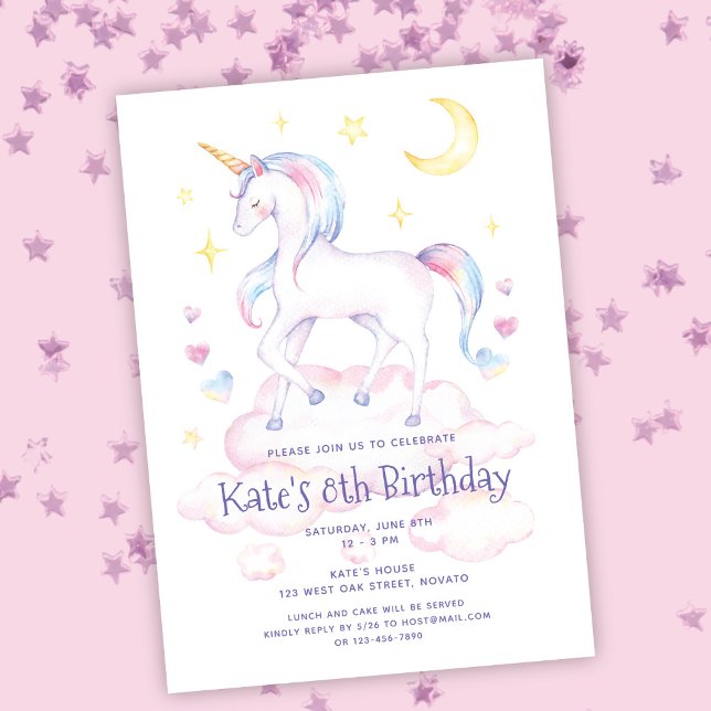 Invitación Invitan a fiesta de cumpleaños de Chica de unicorn (Subido por el creador)