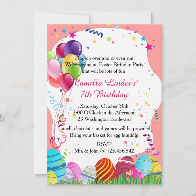 Invitación Invitan a fiesta de cumpleaños de Domingo de Pascu (Anverso)