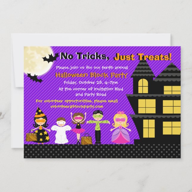 Invitación Invitan a Fiesta de disfraces de Halloween (Anverso)