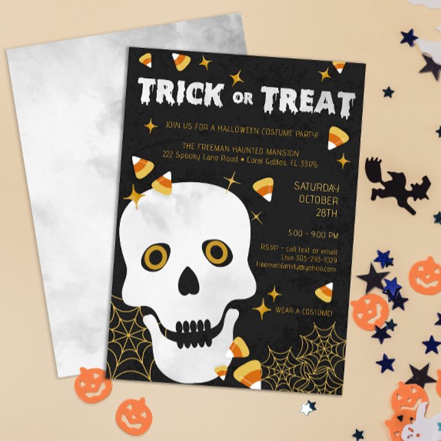 Invitación Invitan a Fiesta de disfraces de Halloween para ni (Watercolor Trick Or Treat Halloween Costume Party Invitation)
