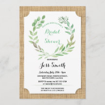 Invitan a Fiesta de ducha nupcial Rustic Burlap