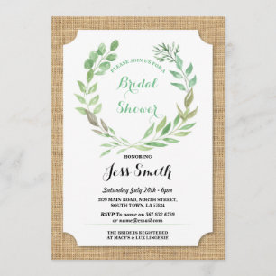 Invitación Invitan a Fiesta de ducha nupcial Rustic Burlap