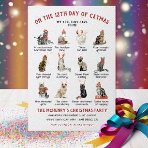 Invitación Invitan a Fiesta de gatos de navidad de 12 días de