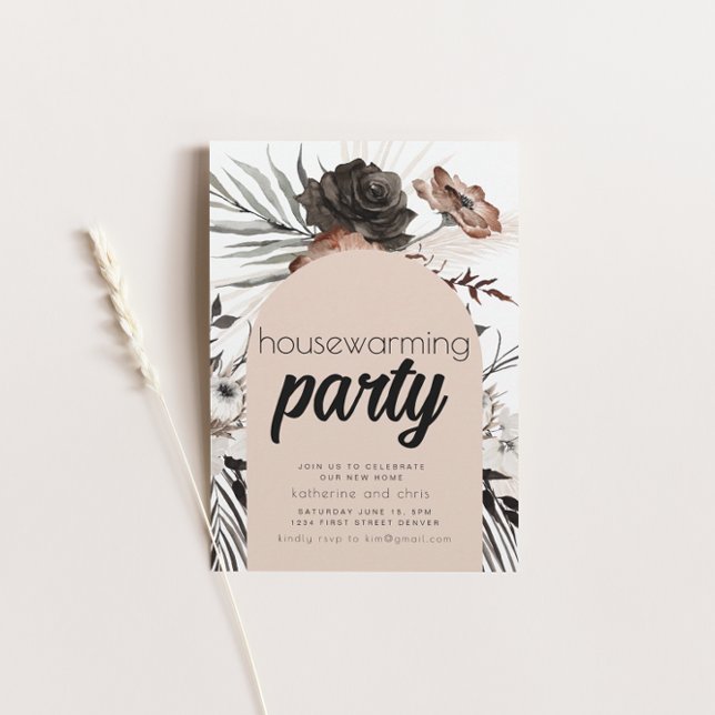 Invitación Invitan a Fiesta de Gótico negro Boho que calienta (Subido por el creador)