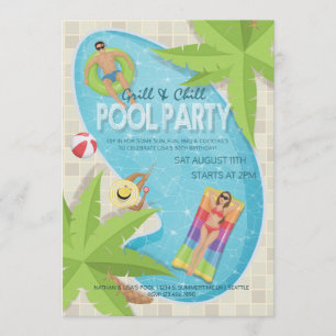 Invitación Invitan a Fiesta de la piscina de cumpleaños para