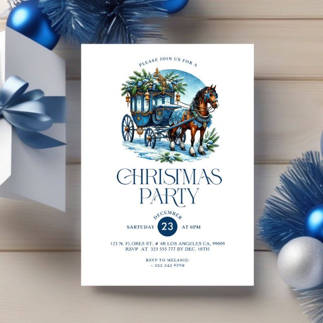 Invitación Invitan a Fiesta de Navidades azules de caballo y  (Subido por el creador)