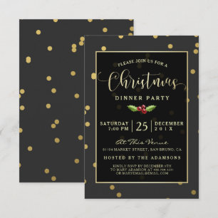 Invitación Invitan a Fiesta de Navidades de confetti de polka