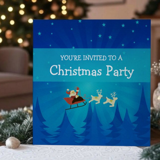 Invitación Invitan a Fiesta de Navidades de la escena de invi (Santa Winter Scene Christmas Party Invite)