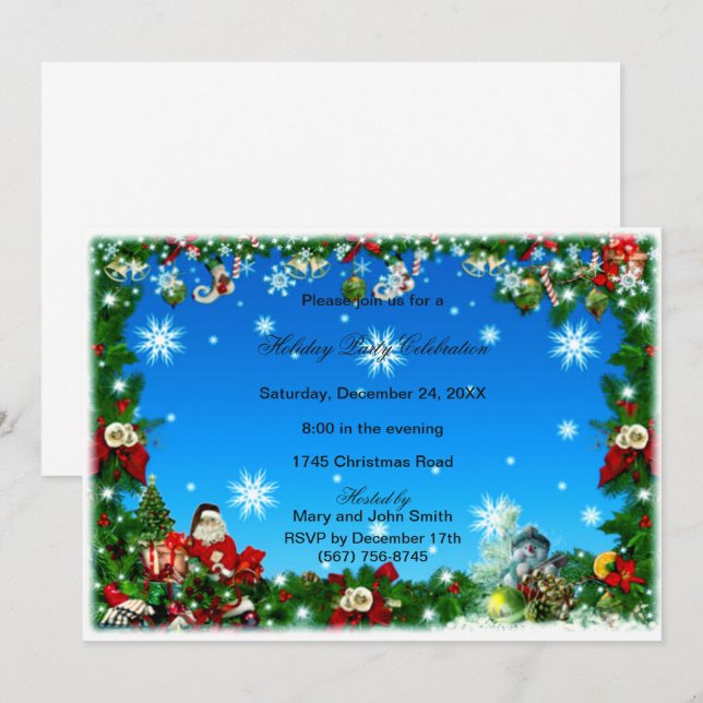 Invitación Invitan a Fiesta de Navidades de Snowman Snowflake (Anverso / Reverso)