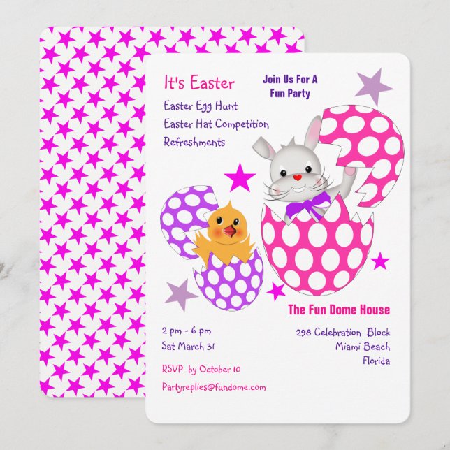 Invitación Invitan a Fiesta de niños divertidos en la caza de (Anverso / Reverso)