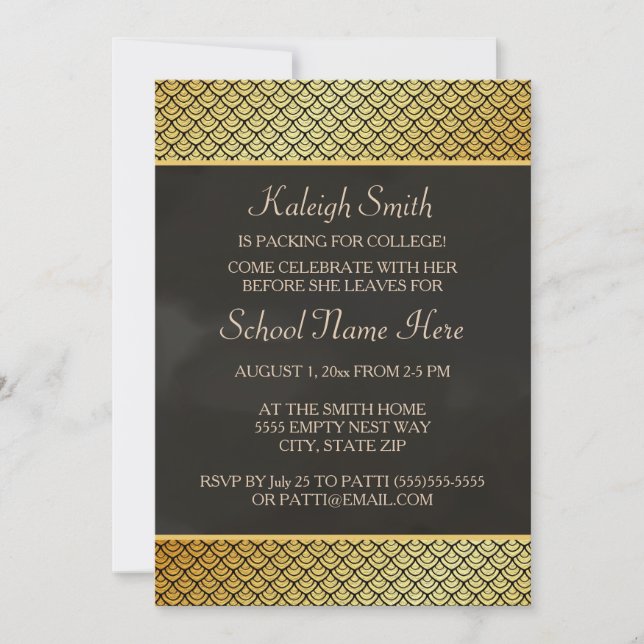 Invitación Invitan a Fiesta del zorrillo dorado y negro "fuer (Anverso)