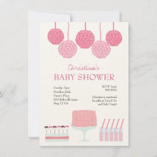 Invitación Invitan a Fiestas rosados Baby Shower Ruffle Cake