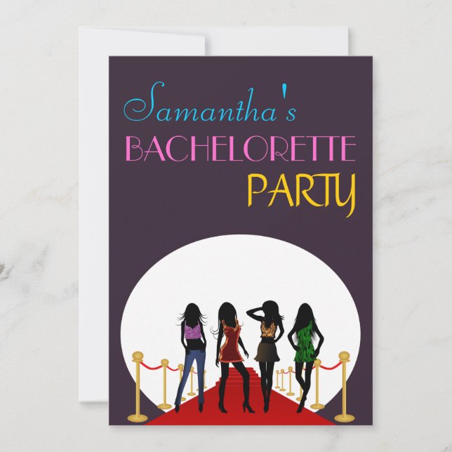 Invitación Invitan a la Bachelorette Red Carpet Party Purple  (Anverso)