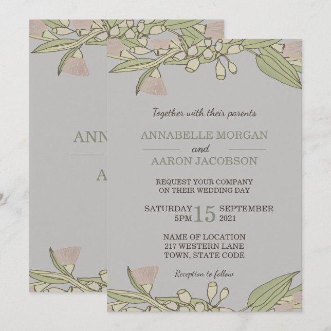 Invitación Invitan a la boda de Gumtree de Flor Silvestre Ros (Anverso / Reverso)