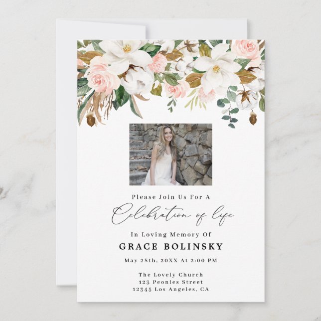 Invitación Invitan A La Celebración De La Vida De Magnolia Y  (Anverso)