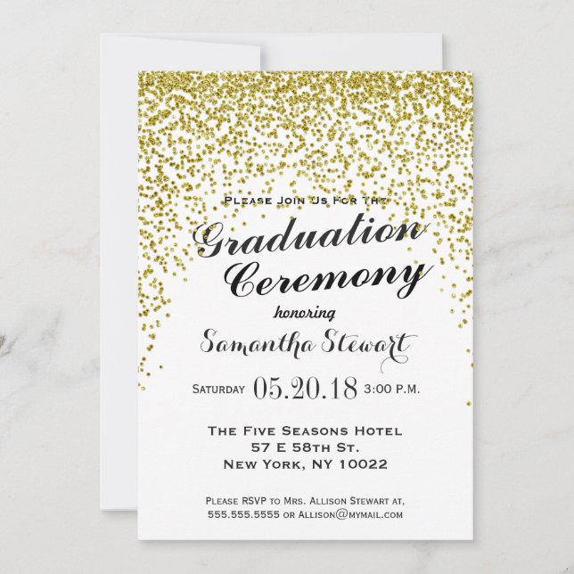 Invitación Invitan a la ceremonia de graduación de Confetti,  (Anverso)