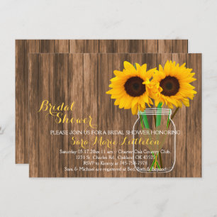 Invitación Invitan a la ducha de novia Sunflower Mason Jar