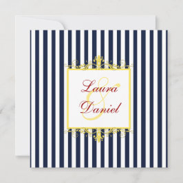 Invitación Invitan a la Marina, Blanco, Amarillo, Rayas Rojas