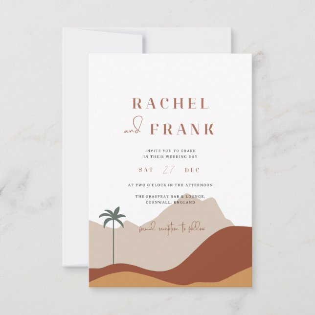 Invitación Invitan a la moderna boda del desierto de Terracot (Anverso)