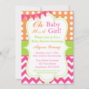 Invitación Invitan a la Naranja Rosa Green Baby Shower