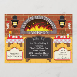 Invitación Invitan a las alergias Fiestas de pizza asada por