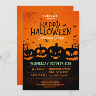Invitación Invitan a las arañas y murciélagos de las calabaza